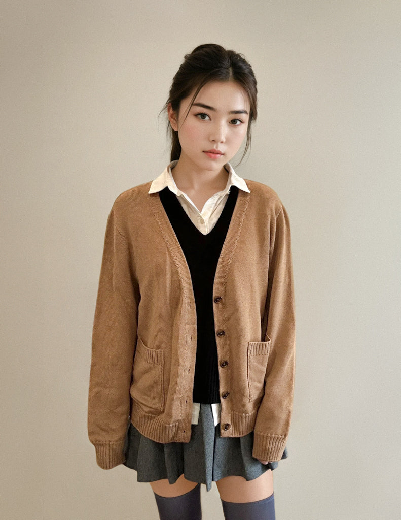 Minnie Merino Wool Cardigan - Camel