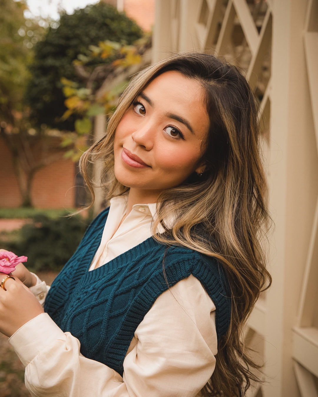 Nora Merino Wool Cropped Sweater Vest - Teal