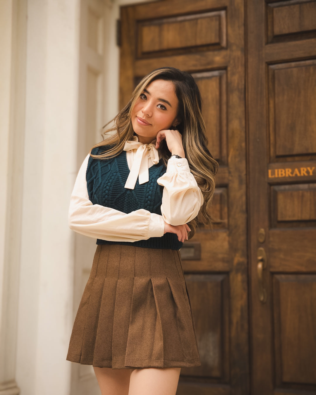 Nora Merino Wool Cropped Sweater Vest - Teal – Maison Mikumo