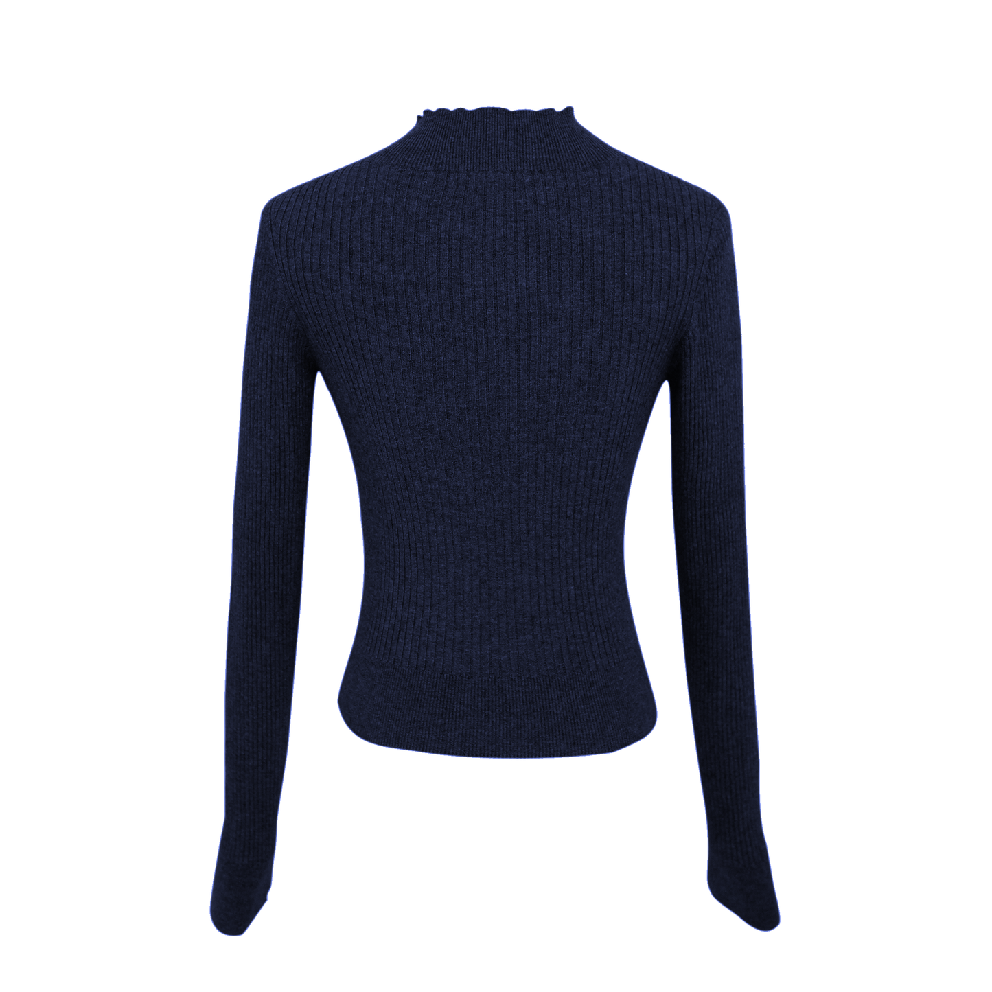 navy rib knit long sleeve back view