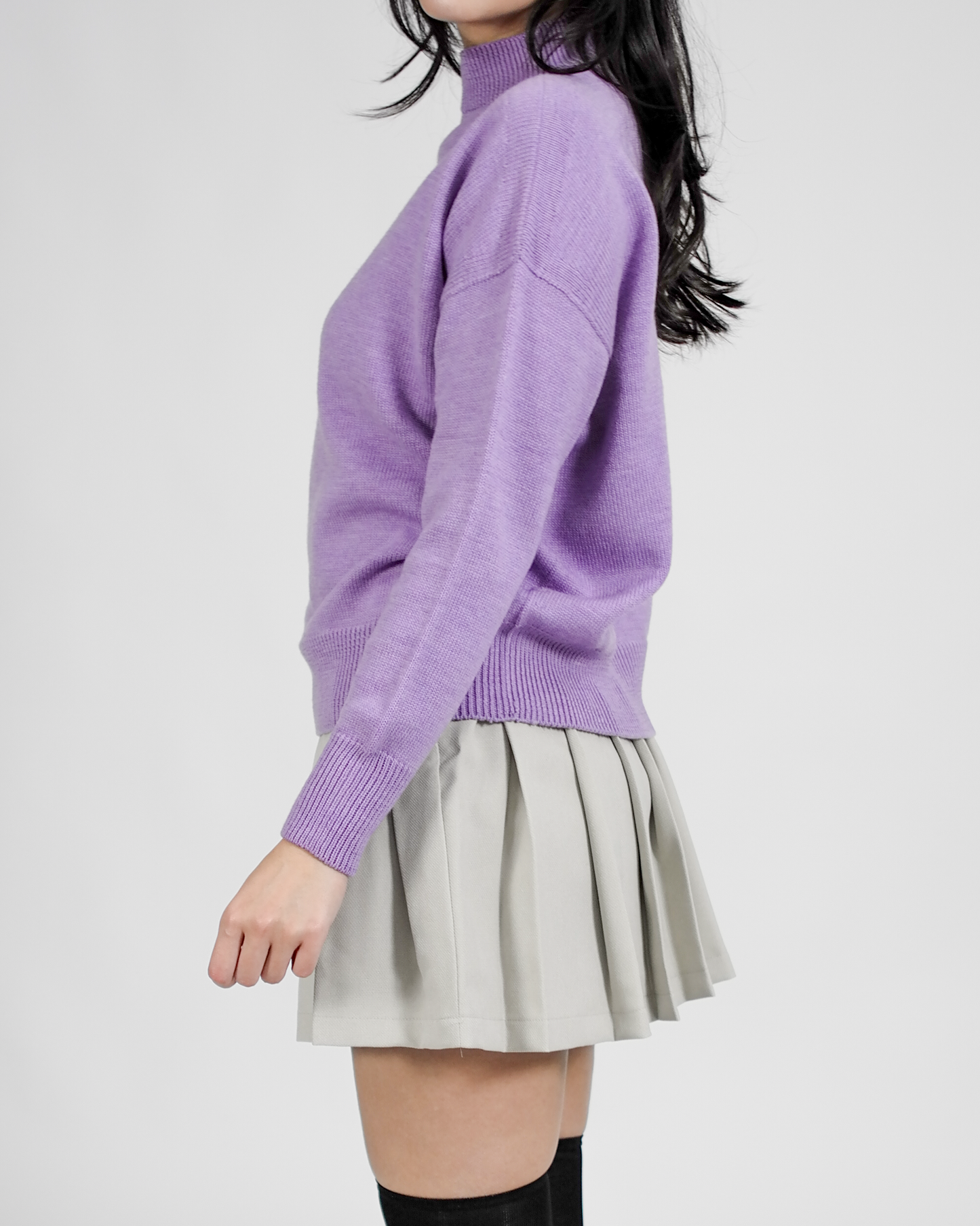 Vera Merino mock neck sweater - Lilac