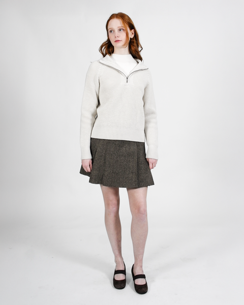 Wren Merino quarter zip pullover - Oatmeal – Maison Mikumo