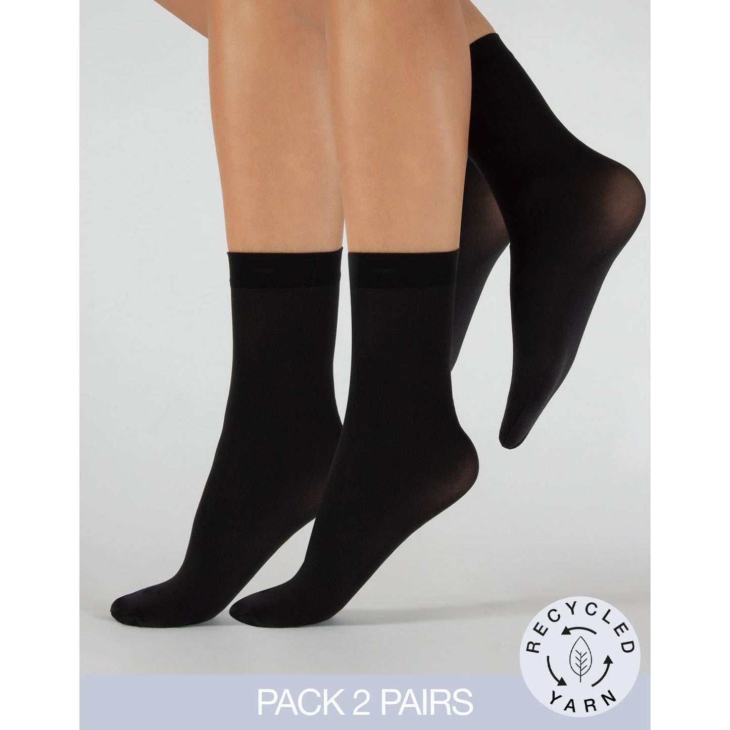 2 Pairs Opaque Recycled Ankle Socks
