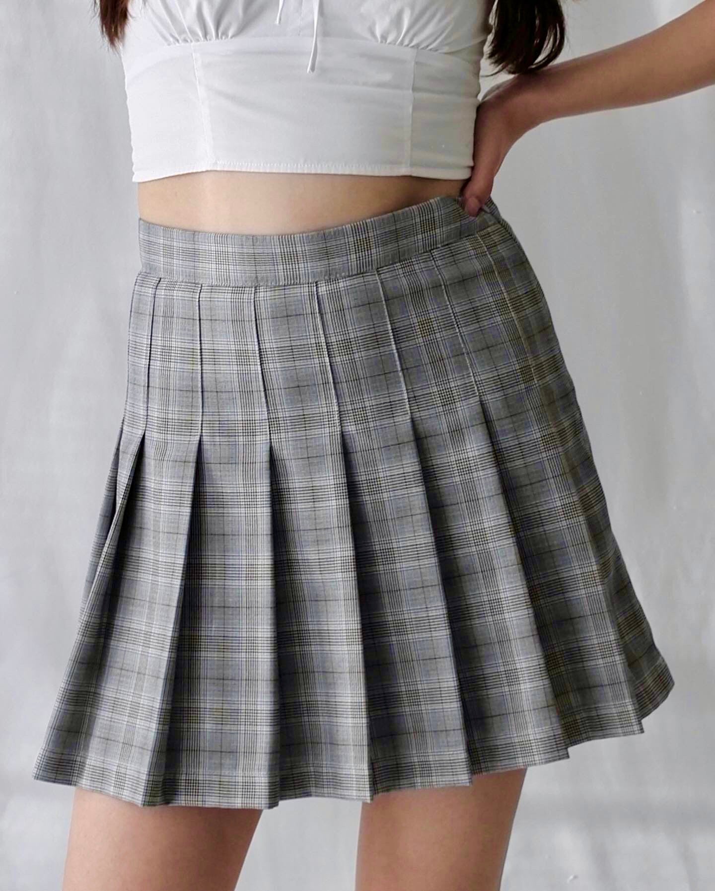 Plaid mini 2025 skirt gray