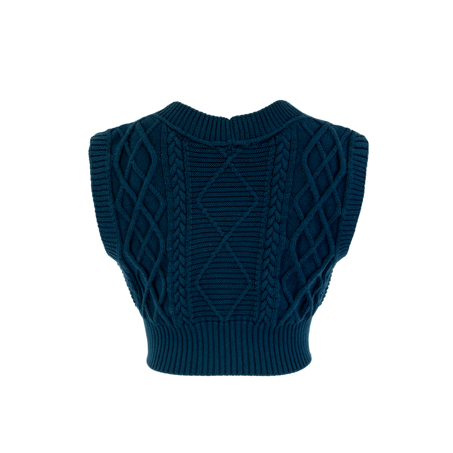 Nora Merino Wool Cropped Sweater Vest - Teal