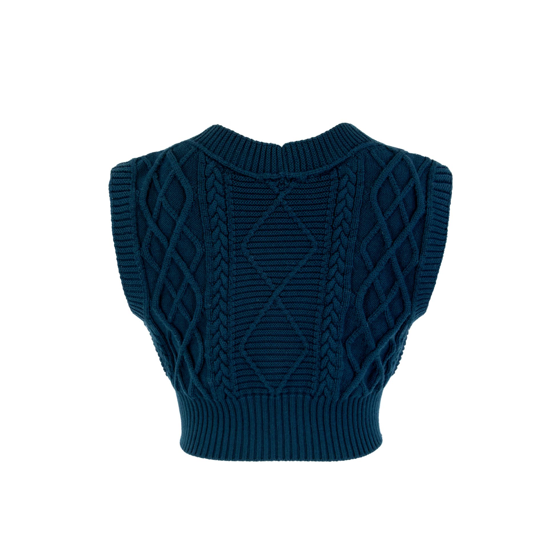 Nora Merino Wool Cropped Sweater Vest - Teal – Maison Mikumo Nora Merino Wool Cropped Sweater Vest - Teal – Maison Mikumo