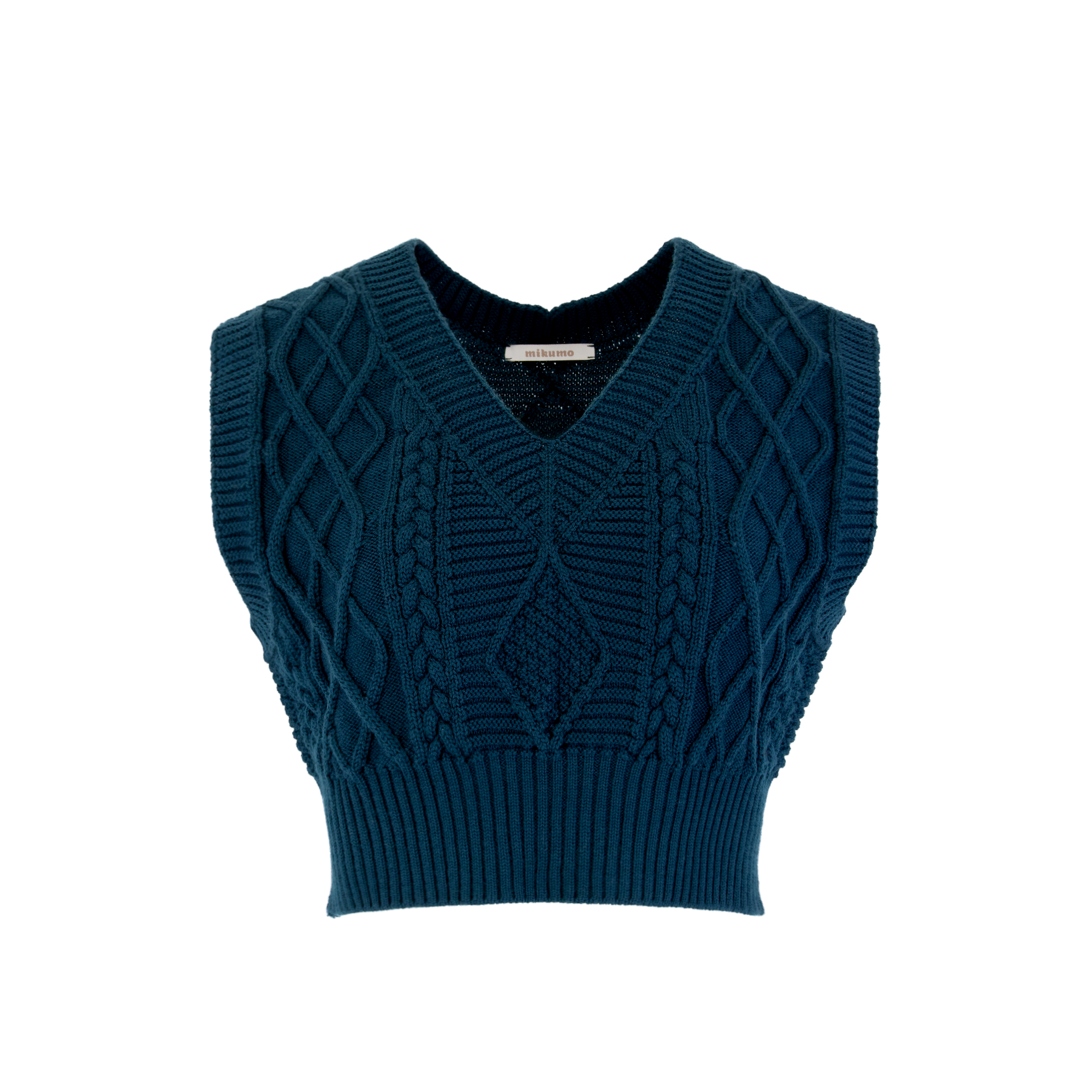 Nora Merino Wool Cropped Sweater Vest - Teal – Maison Mikumo Nora Merino Wool Cropped Sweater Vest - Teal – Maison Mikumo