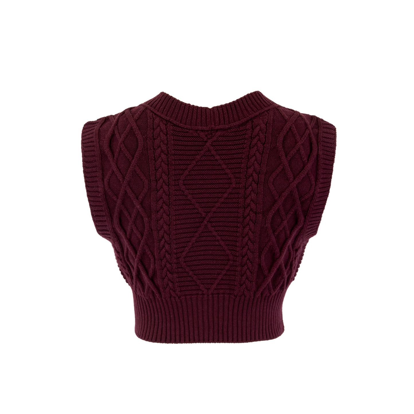 Nora Merino Wool Cropped Sweater Vest - Vino